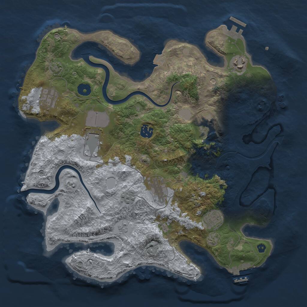 Rust Map: Procedural Map, Size: 3500, Seed: 339949262, 14 Monuments