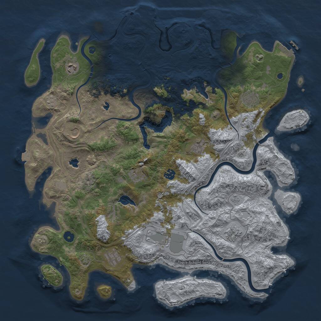 Rust Map: Procedural Map, Size: 4500, Seed: 728097971, 16 Monuments