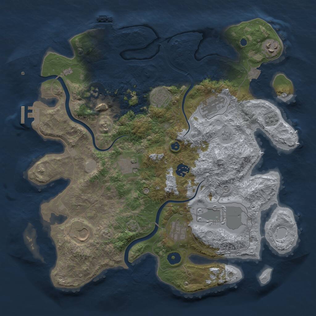 Rust Map: Procedural Map, Size: 3700, Seed: 645616651, 16 Monuments