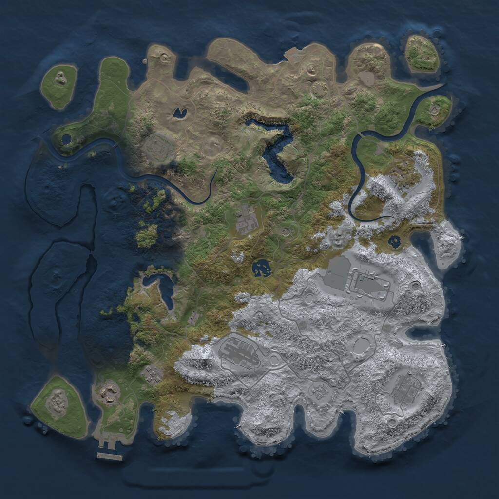 Rust Map: Procedural Map, Size: 4000, Seed: 1055477340, 14 Monuments