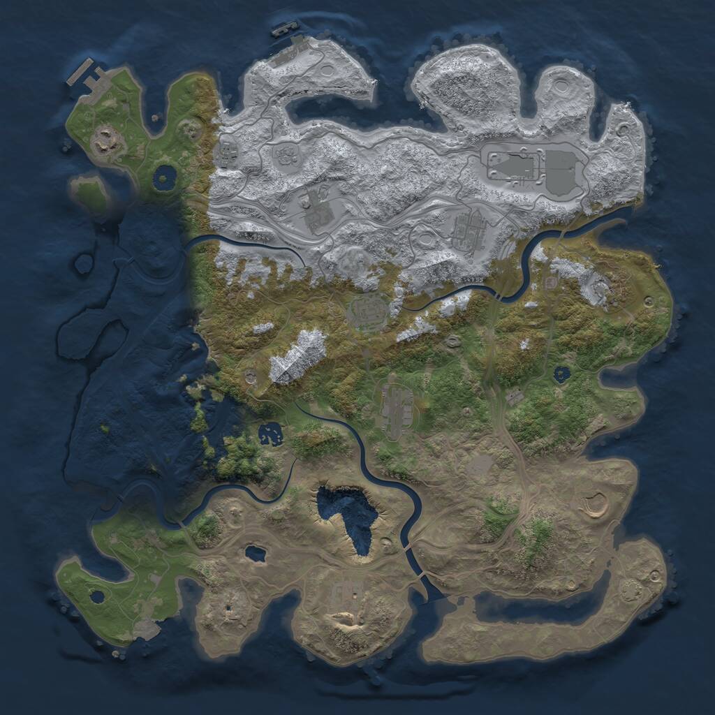 Rust Map: Procedural Map, Size: 4250, Seed: 53014334, 17 Monuments