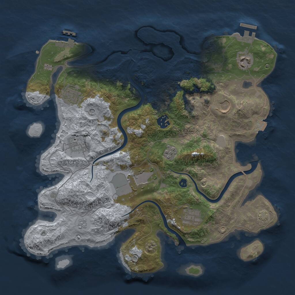 Rust Map: Procedural Map, Size: 3500, Seed: 334209005, 14 Monuments