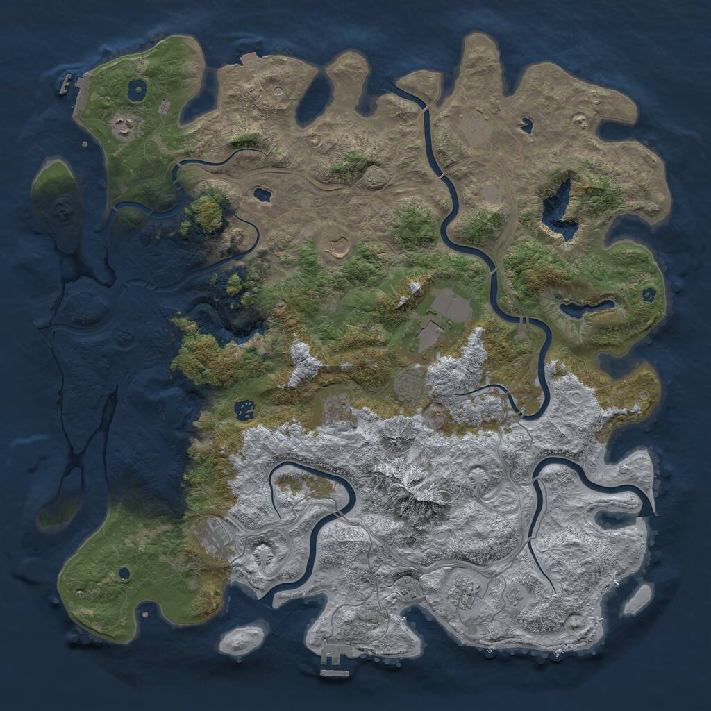 Rust Map: Procedural Map, Size: 5000, Seed: 537250025, 16 Monuments