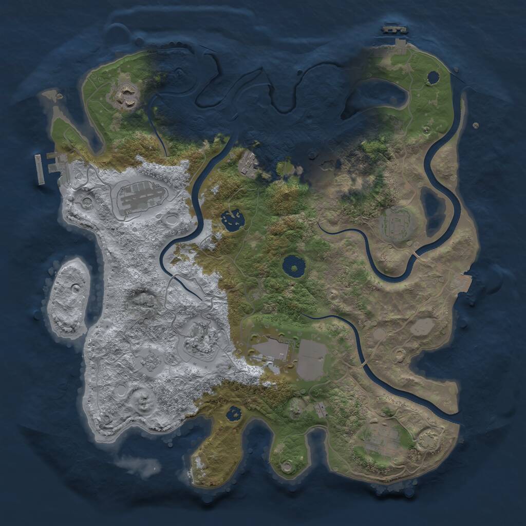 Rust Map: Procedural Map, Size: 3500, Seed: 1829923550, 15 Monuments