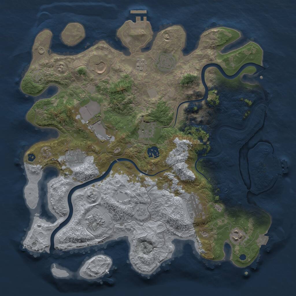 Rust Map: Procedural Map, Size: 3700, Seed: 557320493, 16 Monuments
