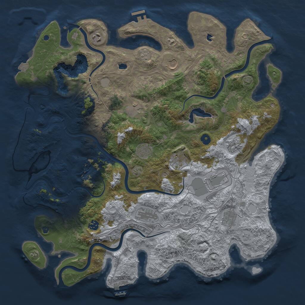 Rust Map: Procedural Map, Size: 4500, Seed: 807216692, 17 Monuments