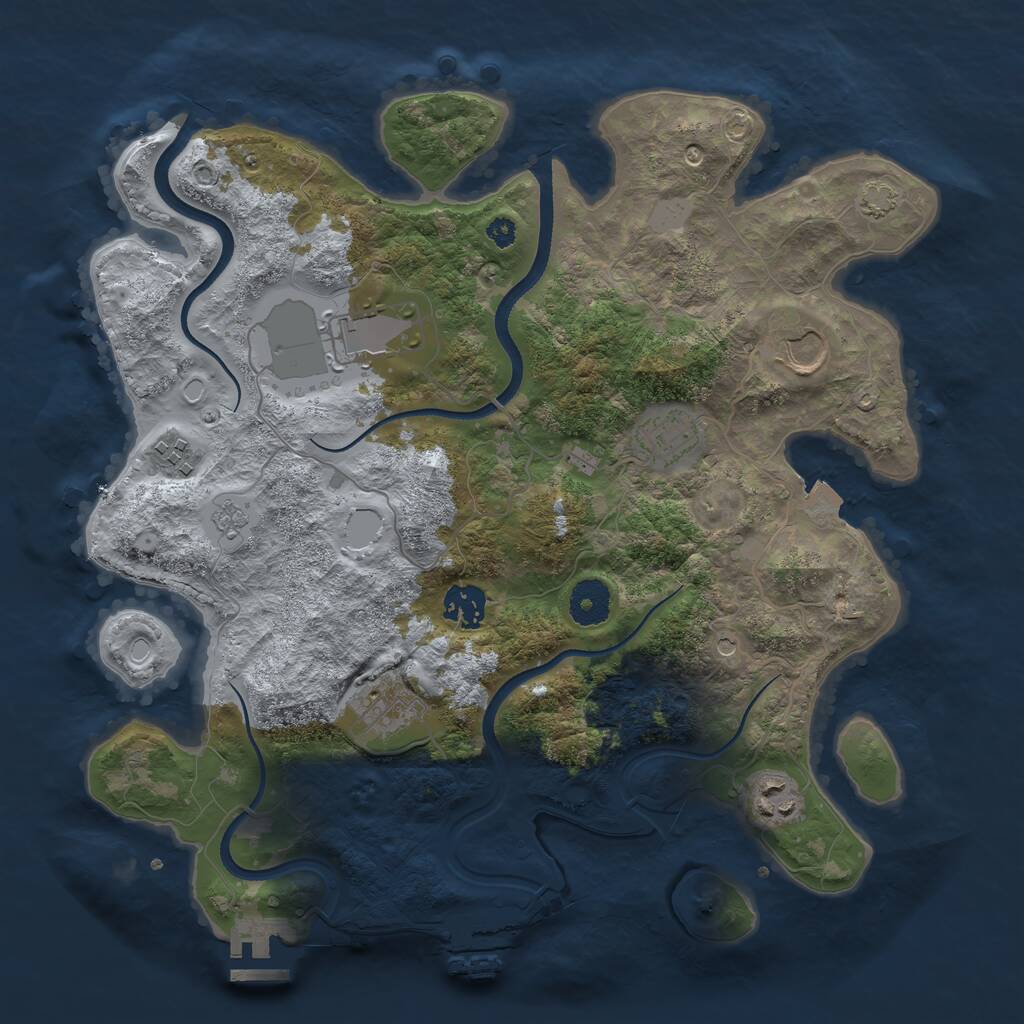 Rust Map: Procedural Map, Size: 3500, Seed: 607704836, 13 Monuments