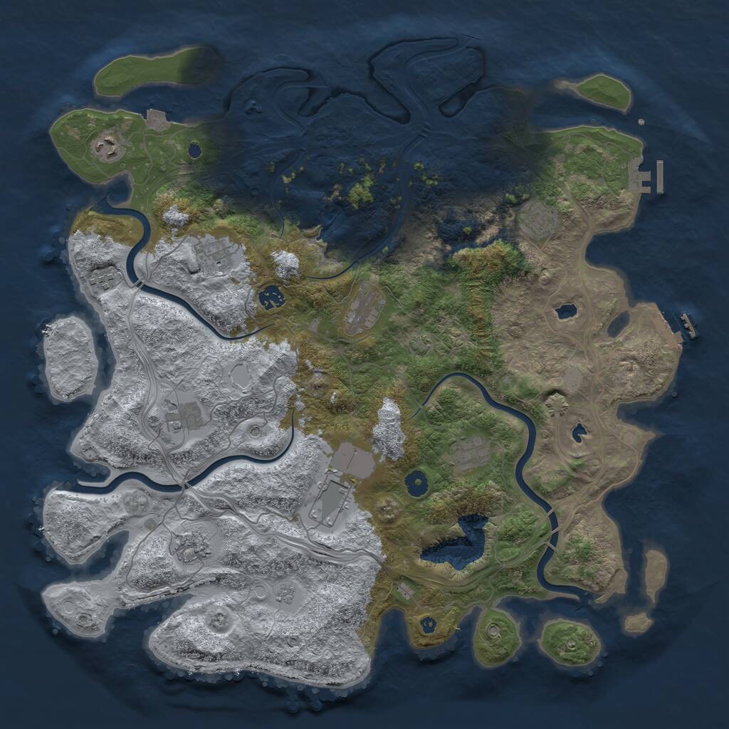 Rust Map: Procedural Map, Size: 4500, Seed: 1869860276, 16 Monuments