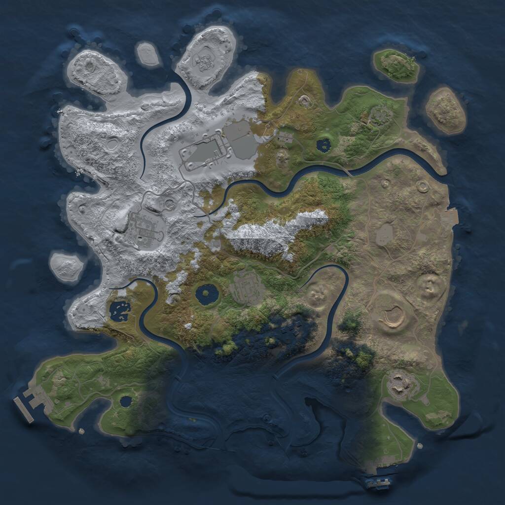 Rust Map: Procedural Map, Size: 3500, Seed: 516412024, 13 Monuments