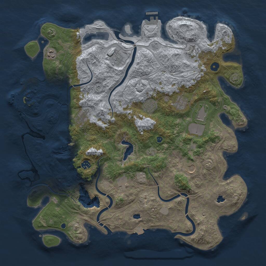 Rust Map: Procedural Map, Size: 4500, Seed: 8394678, 17 Monuments
