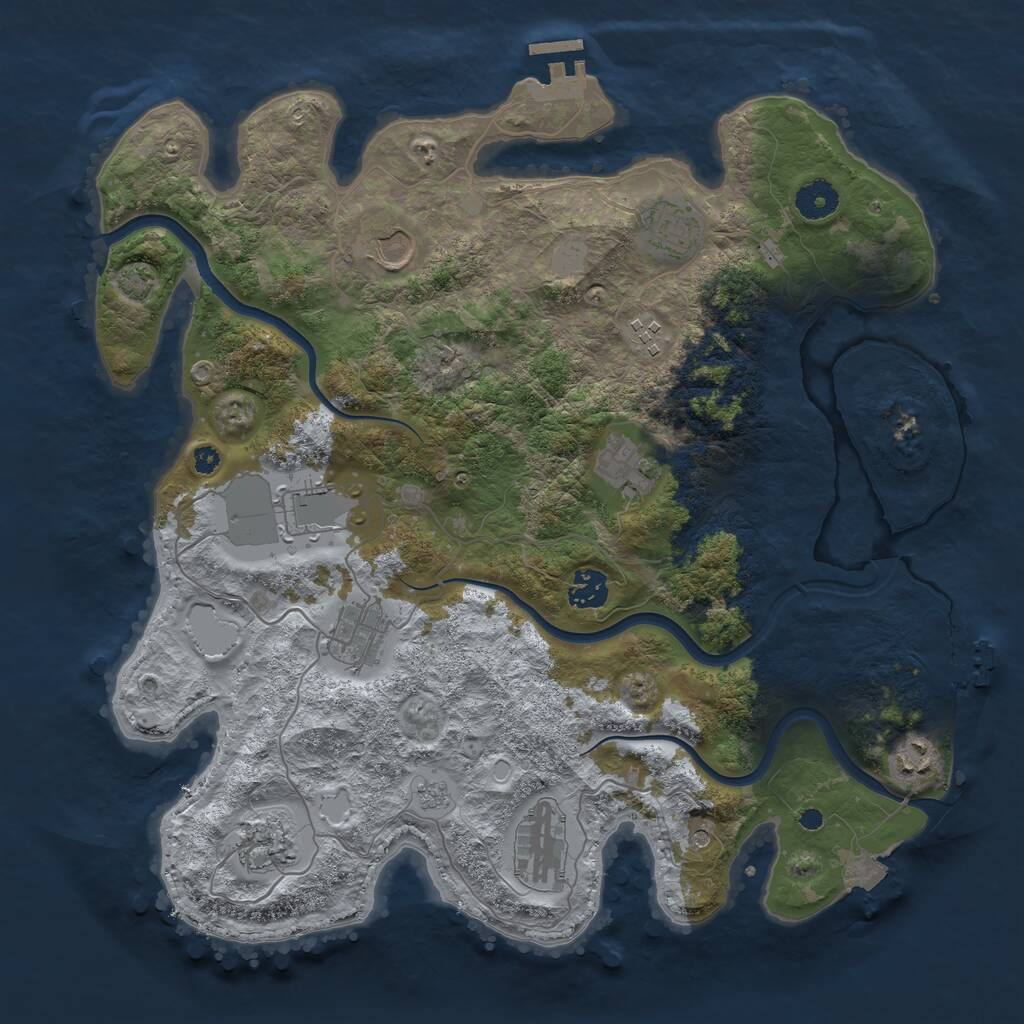 Rust Map: Procedural Map, Size: 3800, Seed: 2127569453, 16 Monuments