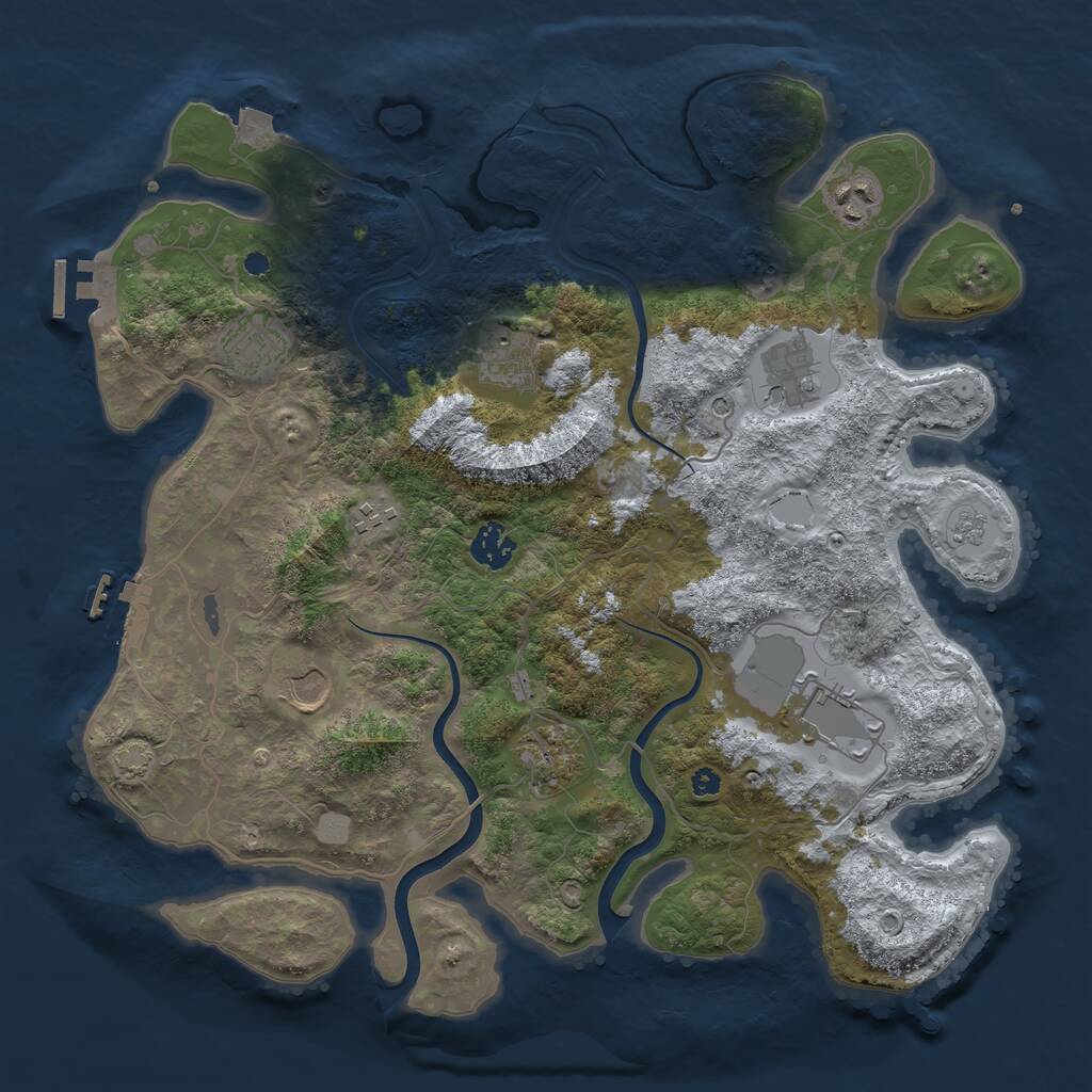 Rust Map: Procedural Map, Size: 3750, Seed: 1628154846, 17 Monuments
