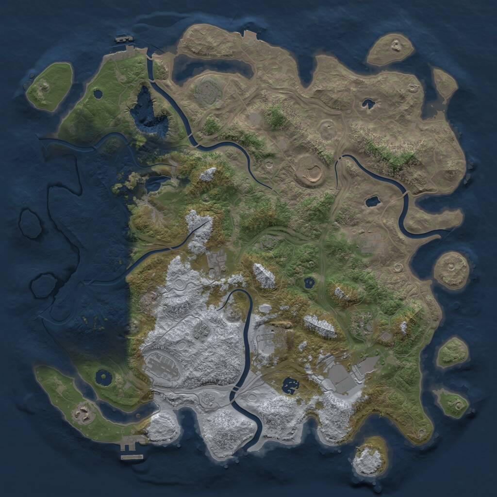 Rust Map: Procedural Map, Size: 4500, Seed: 1413661478, 17 Monuments