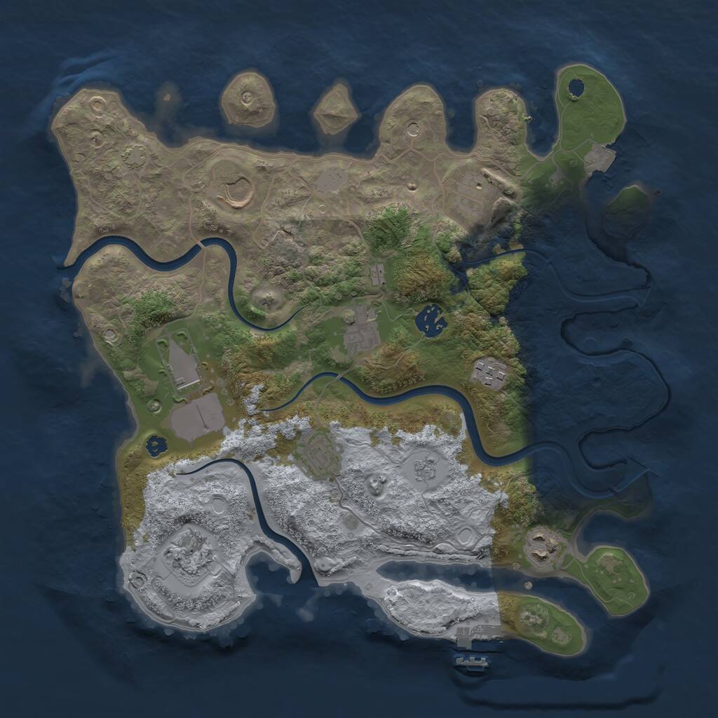 Rust Map: Procedural Map, Size: 3500, Seed: 1081186070, 14 Monuments