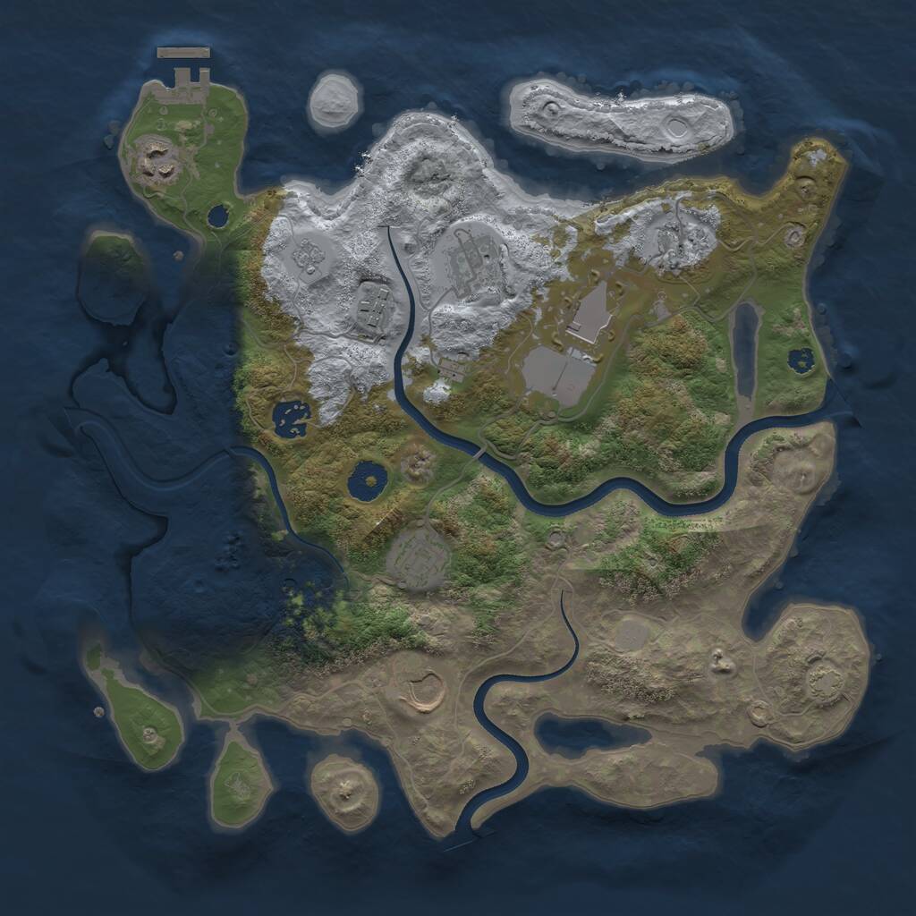 Rust Map: Procedural Map, Size: 3500, Seed: 68644204, 13 Monuments