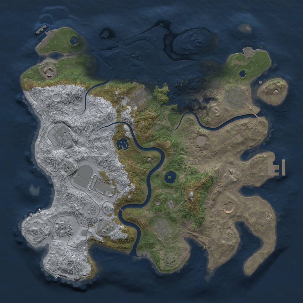 Rust Map: Procedural Map, Size: 3750, Seed: 968582505, 16 Monuments