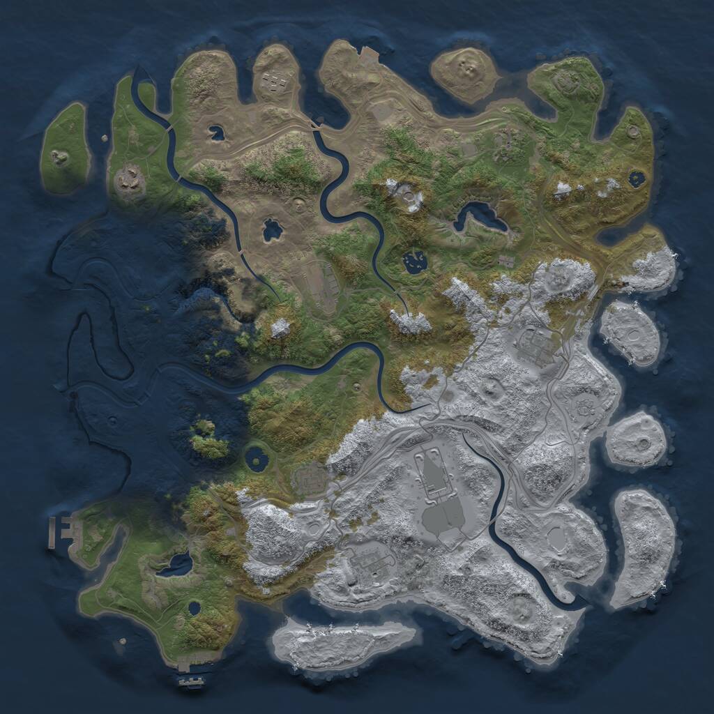 Rust Map: Procedural Map, Size: 4500, Seed: 1249650435, 15 Monuments
