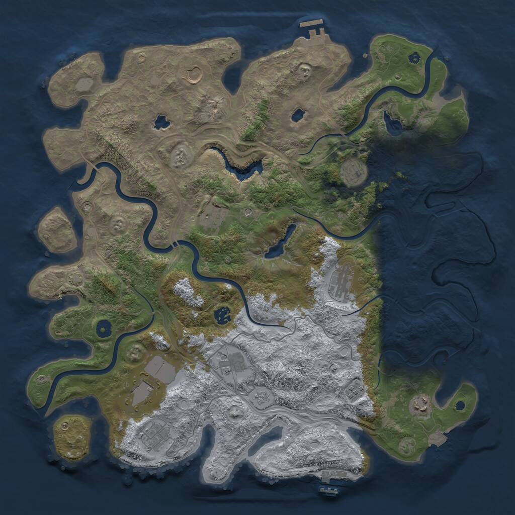 Rust Map: Procedural Map, Size: 4500, Seed: 1866854371, 16 Monuments
