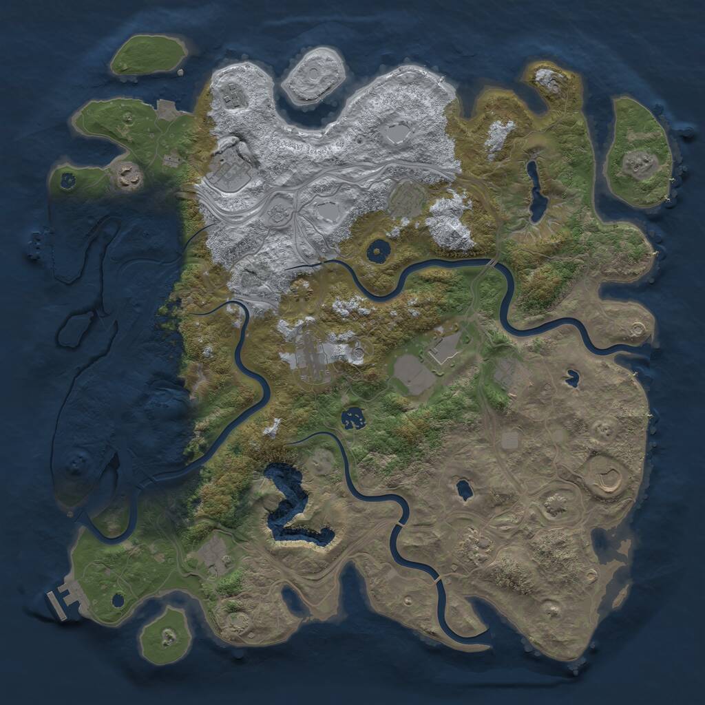 Rust Map: Procedural Map, Size: 4500, Seed: 1136889459, 17 Monuments