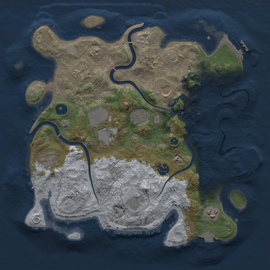 Rust Map: Procedural Map, Size: 3500, Seed: 772538851, 15 Monuments