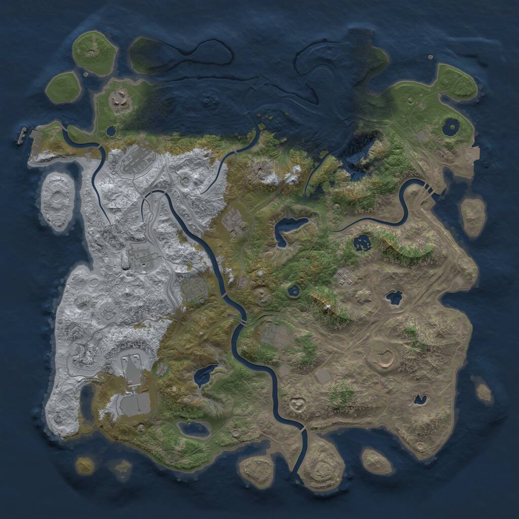 Rust Map: Procedural Map, Size: 4500, Seed: 1423021024, 17 Monuments