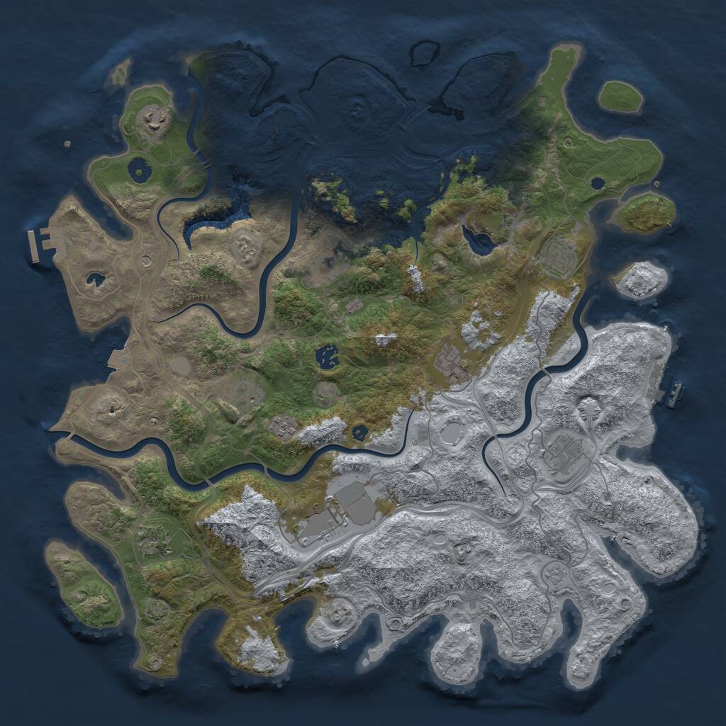 Rust Map: Procedural Map, Size: 4500, Seed: 754691, 16 Monuments