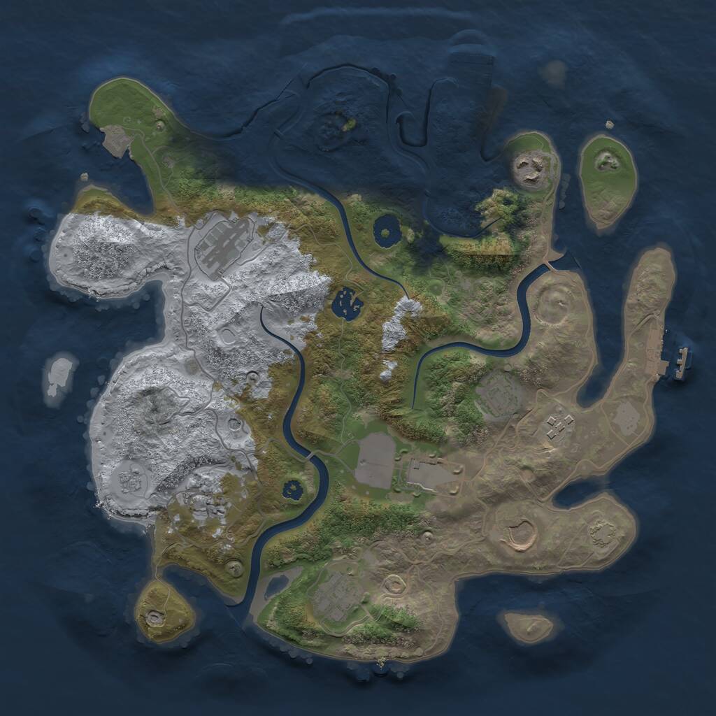 Rust Map: Procedural Map, Size: 3500, Seed: 7777116, 15 Monuments