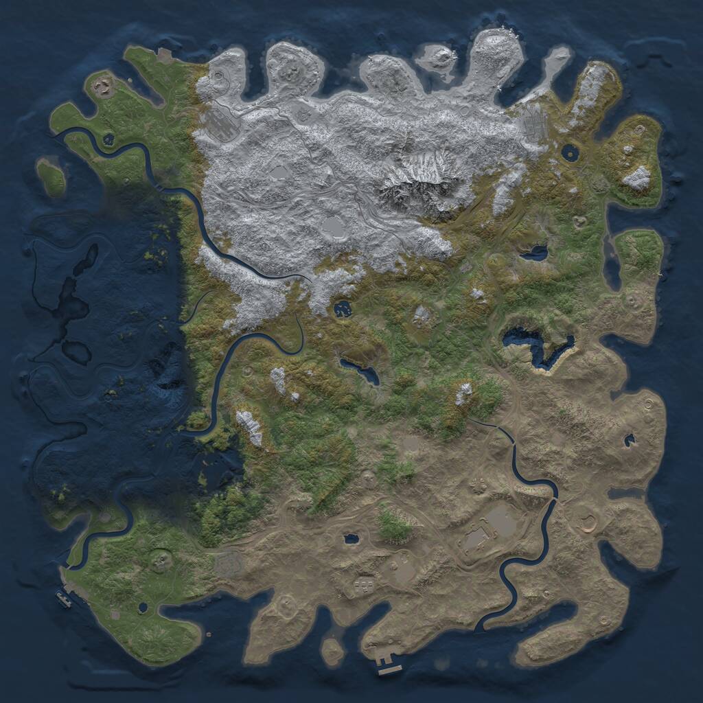 Rust Map: Procedural Map, Size: 6000, Seed: 619742059, 17 Monuments