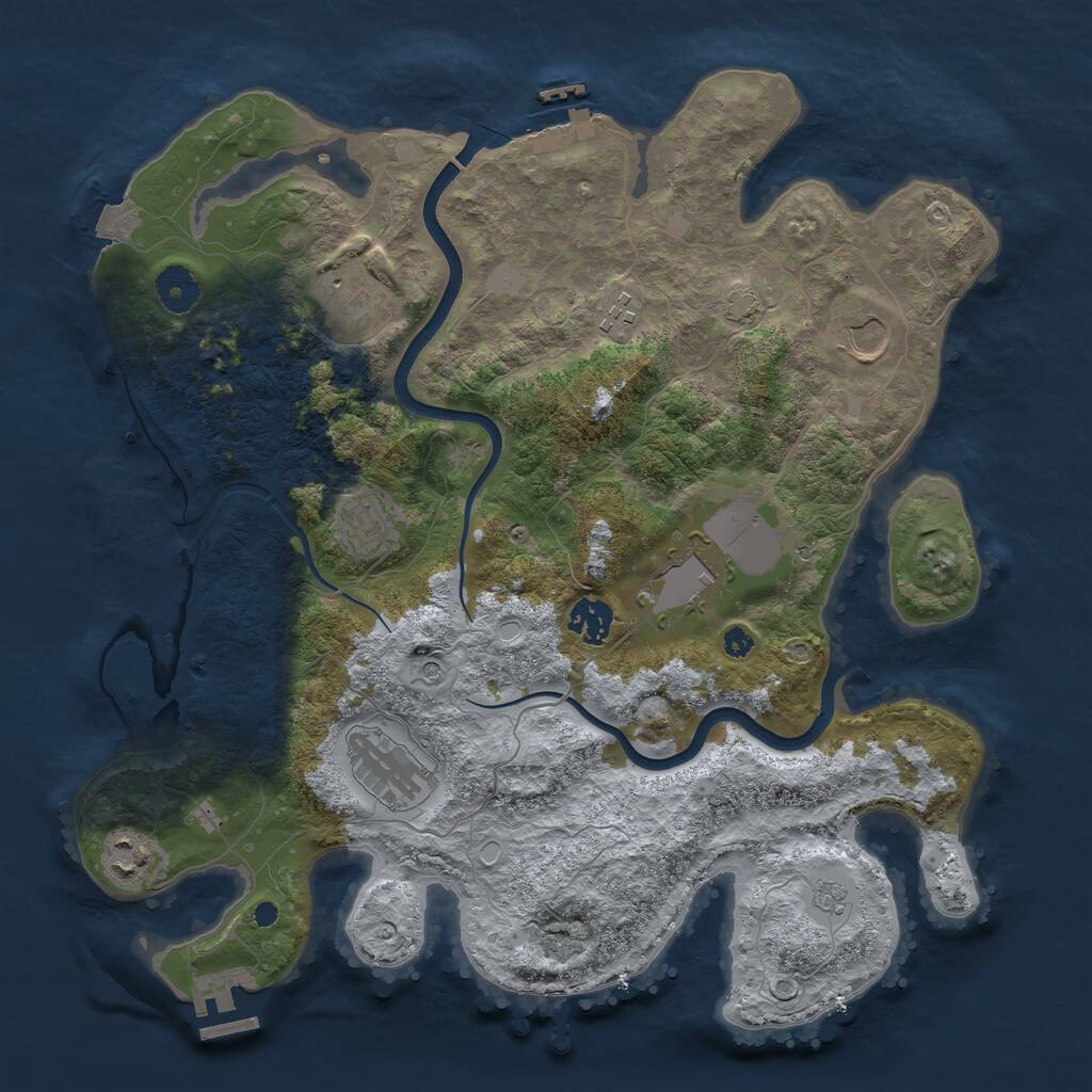 Rust Map: Procedural Map, Size: 3700, Seed: 912800894, 14 Monuments