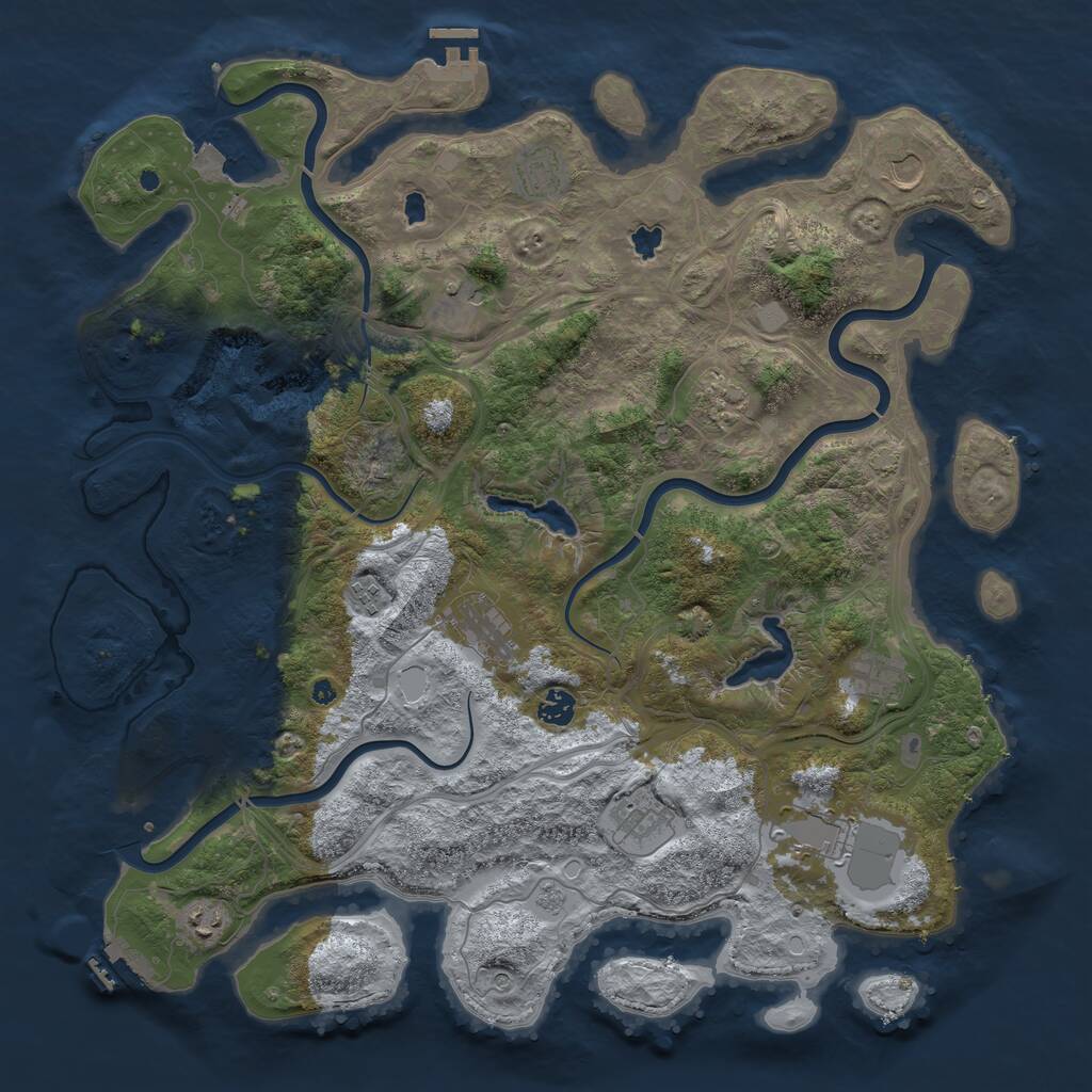 Rust Map: Procedural Map, Size: 4500, Seed: 1141332814, 17 Monuments