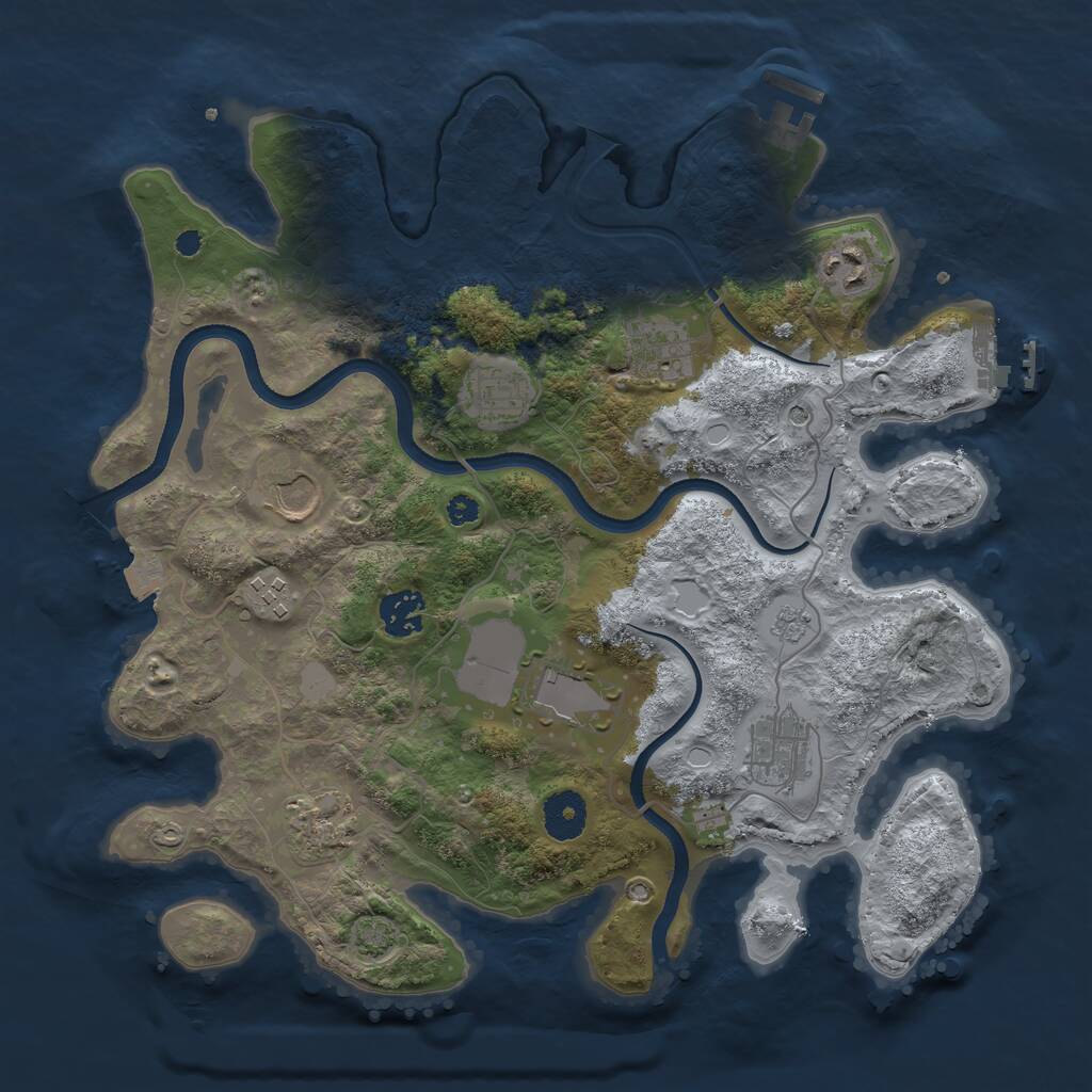 Rust Map: Procedural Map, Size: 3500, Seed: 1834402358, 15 Monuments
