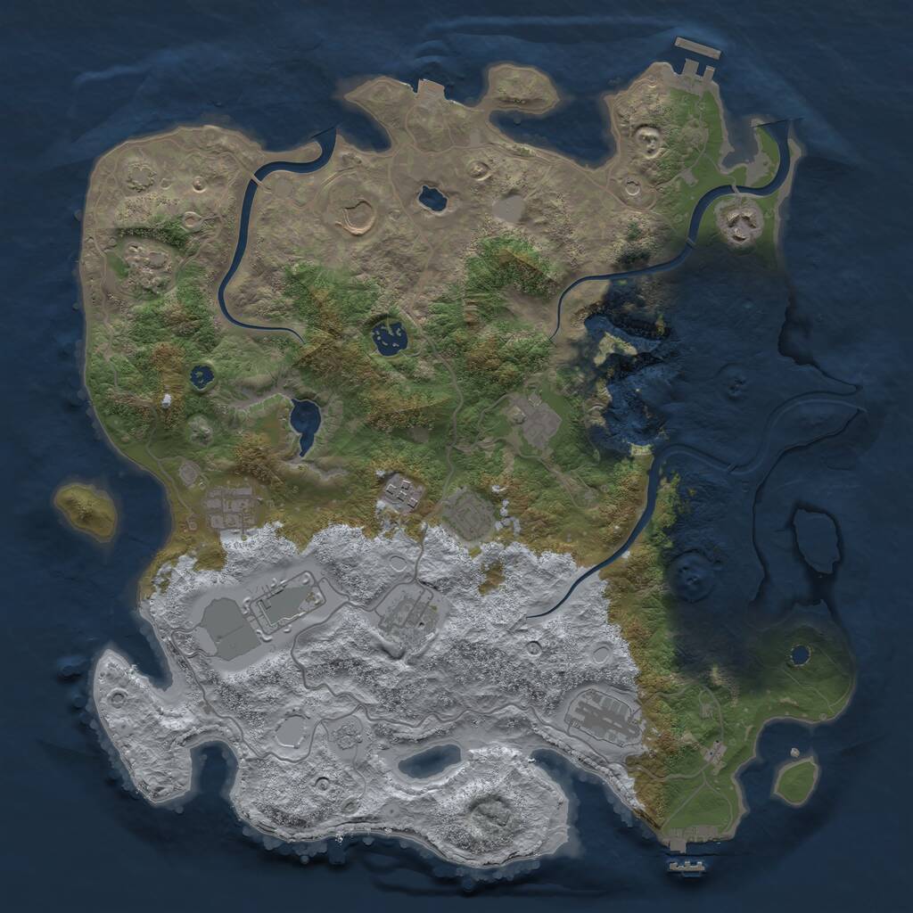 Rust Map: Procedural Map, Size: 4000, Seed: 464328, 17 Monuments