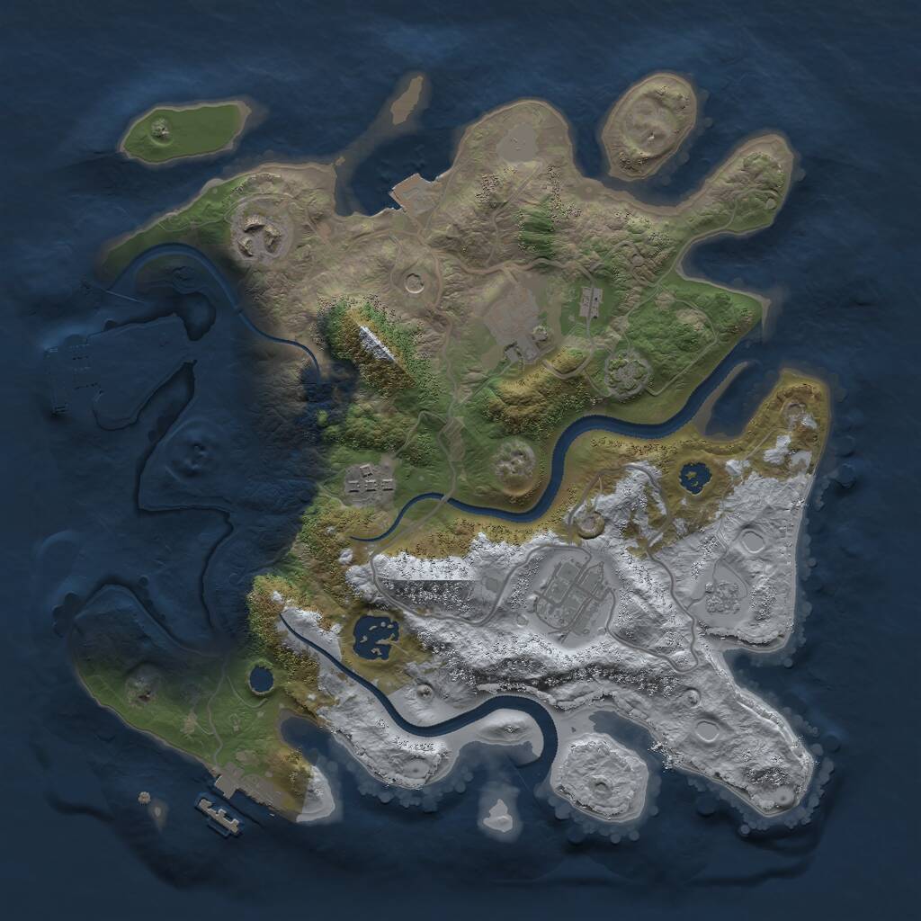Rust Map: Procedural Map, Size: 3000, Seed: 1108252392, 11 Monuments