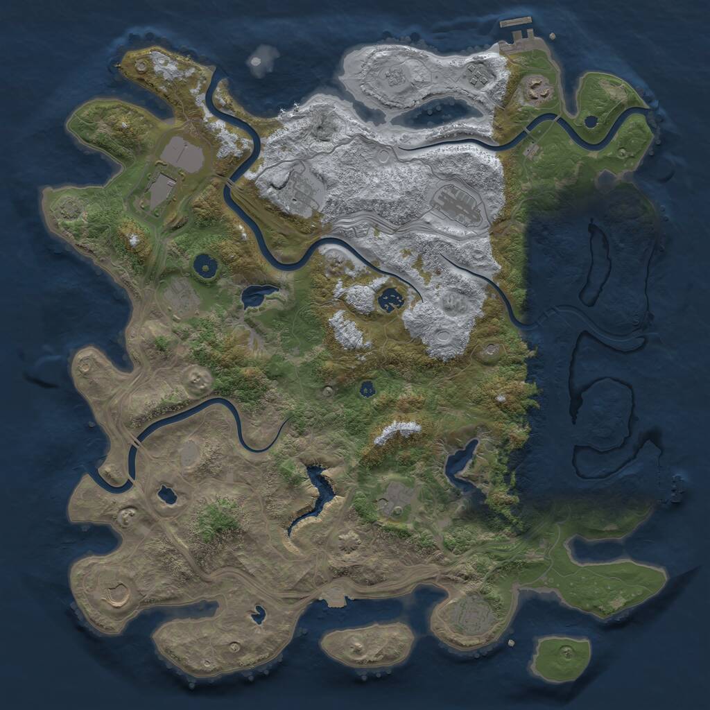 Rust Map: Procedural Map, Size: 4500, Seed: 220492696, 16 Monuments