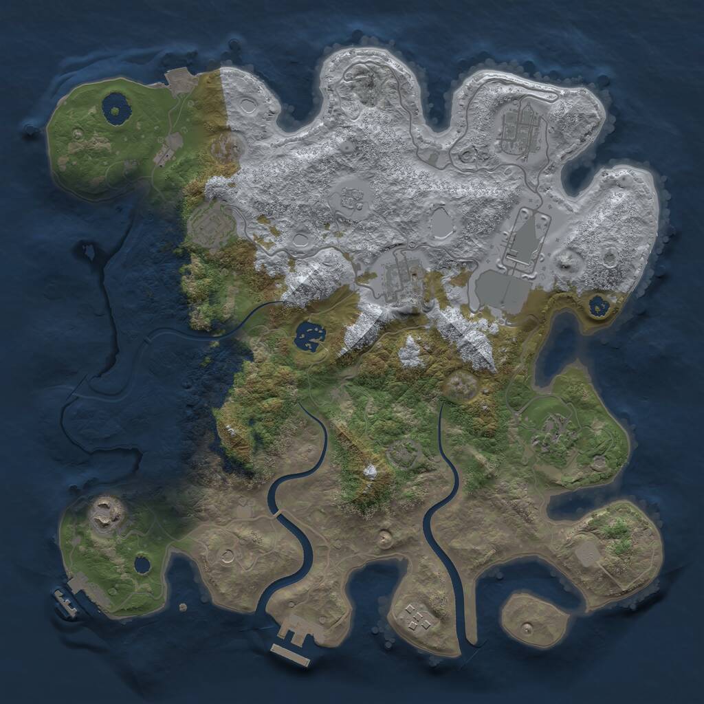 Rust Map: Procedural Map, Size: 3500, Seed: 1324646204, 14 Monuments
