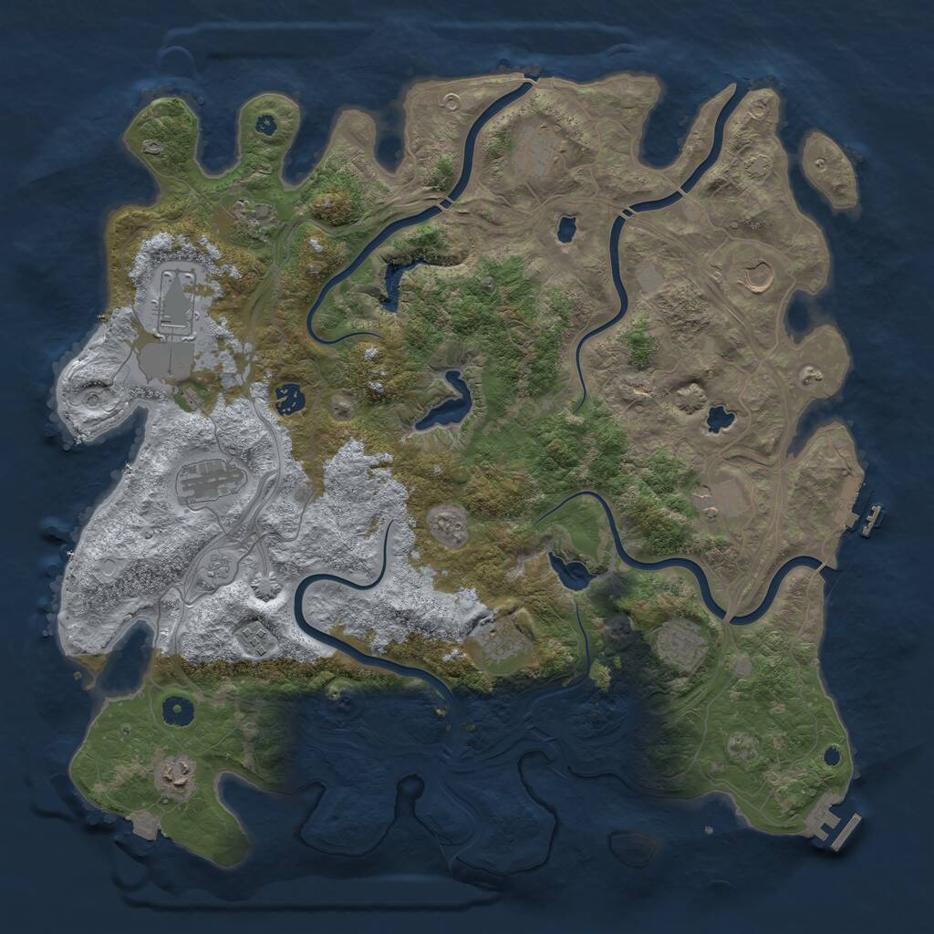 Rust Map: Procedural Map, Size: 4500, Seed: 285318886, 17 Monuments