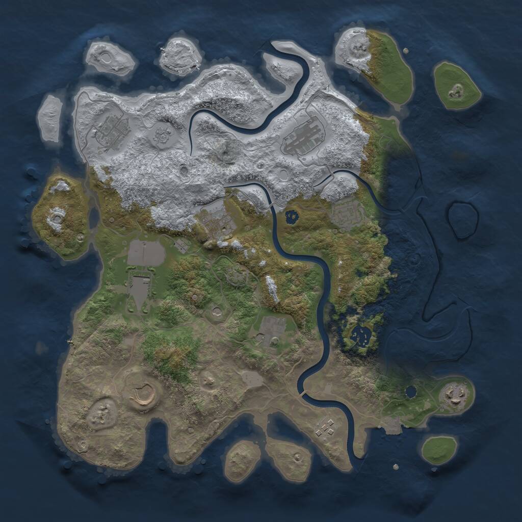 Rust Map: Procedural Map, Size: 3700, Seed: 74826727, 14 Monuments
