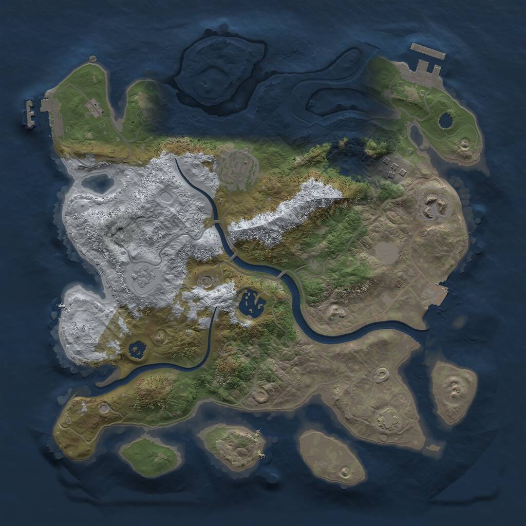 Rust Map: Procedural Map, Size: 3000, Seed: 55872981, 10 Monuments