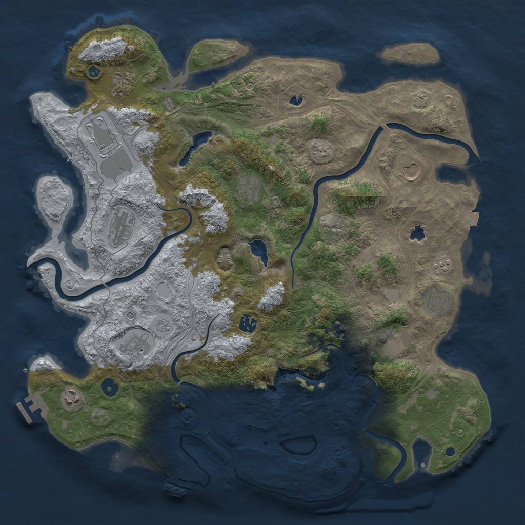 Rust Map: Procedural Map, Size: 4500, Seed: 876816796, 17 Monuments