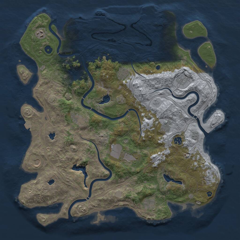 Rust Map: Procedural Map, Size: 4500, Seed: 1791881975, 17 Monuments