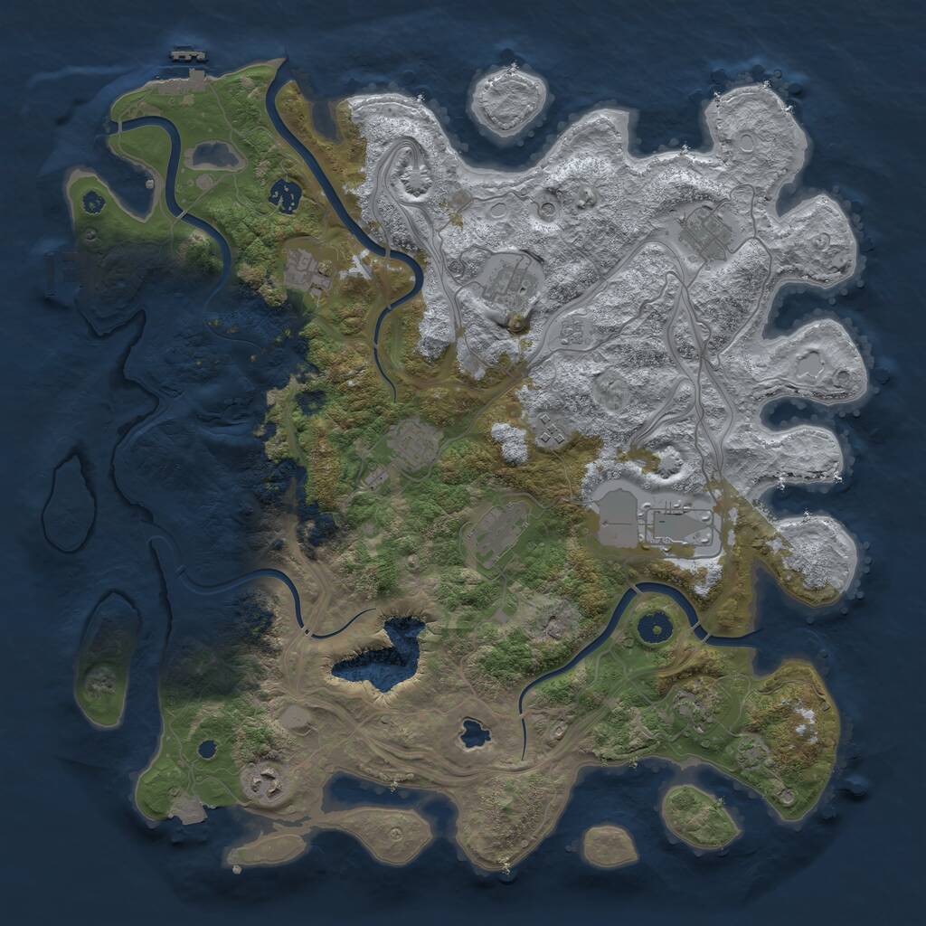 Rust Map: Procedural Map, Size: 4250, Seed: 927724172, 16 Monuments