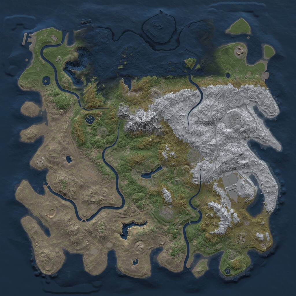 Rust Map: Procedural Map, Size: 5000, Seed: 1248412469, 16 Monuments