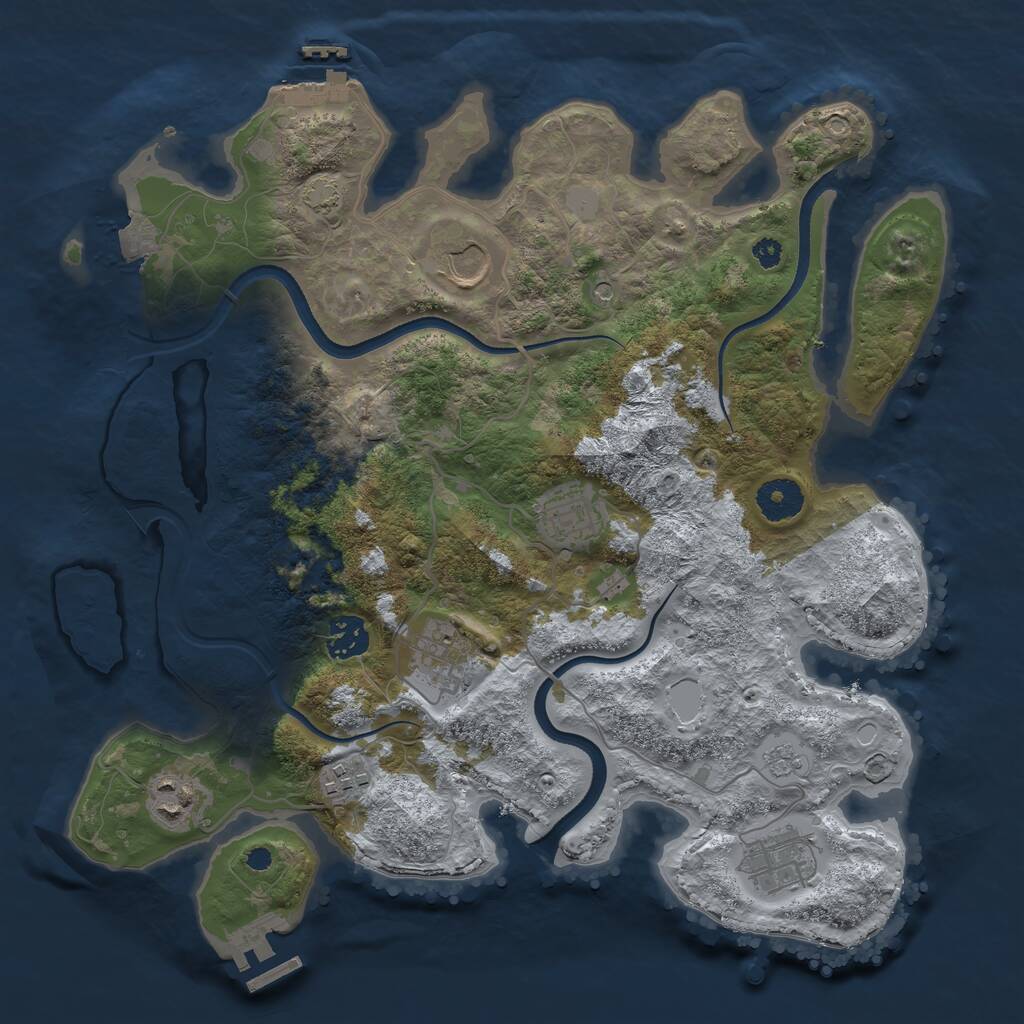 Rust Map: Procedural Map, Size: 3500, Seed: 1659595554, 13 Monuments