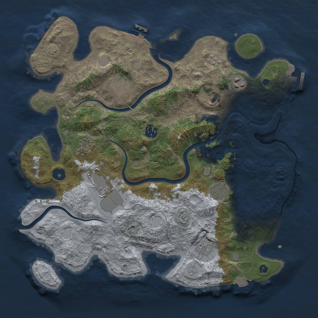 Rust Map: Procedural Map, Size: 3750, Seed: 1658557241, 15 Monuments