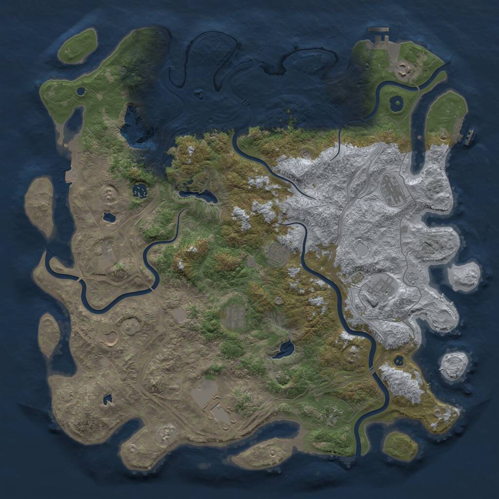 Rust Map: Procedural Map, Size: 4900, Seed: 254608174, 17 Monuments