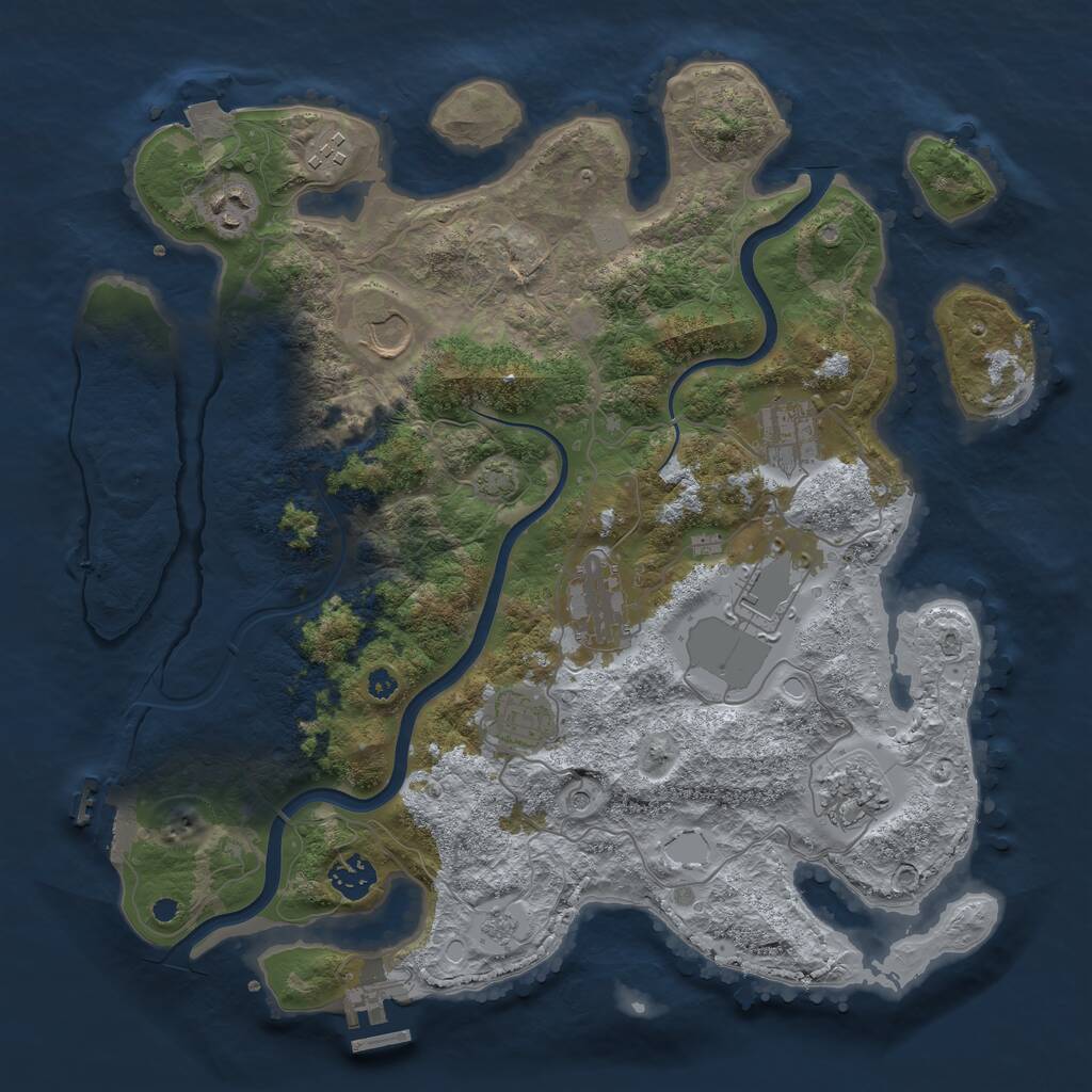 Rust Map: Procedural Map, Size: 3700, Seed: 983351375, 15 Monuments