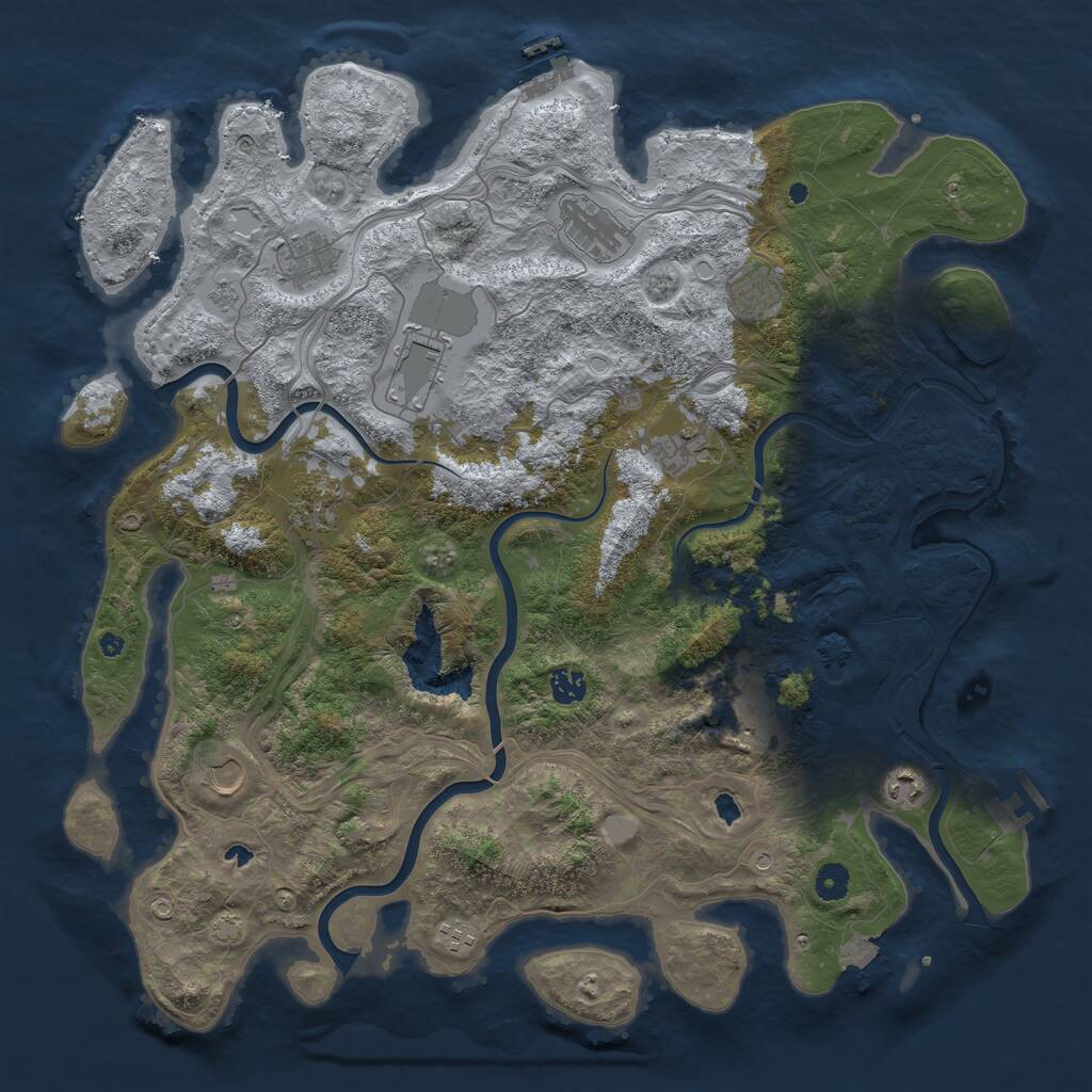Rust Map: Procedural Map, Size: 4500, Seed: 668059094, 17 Monuments