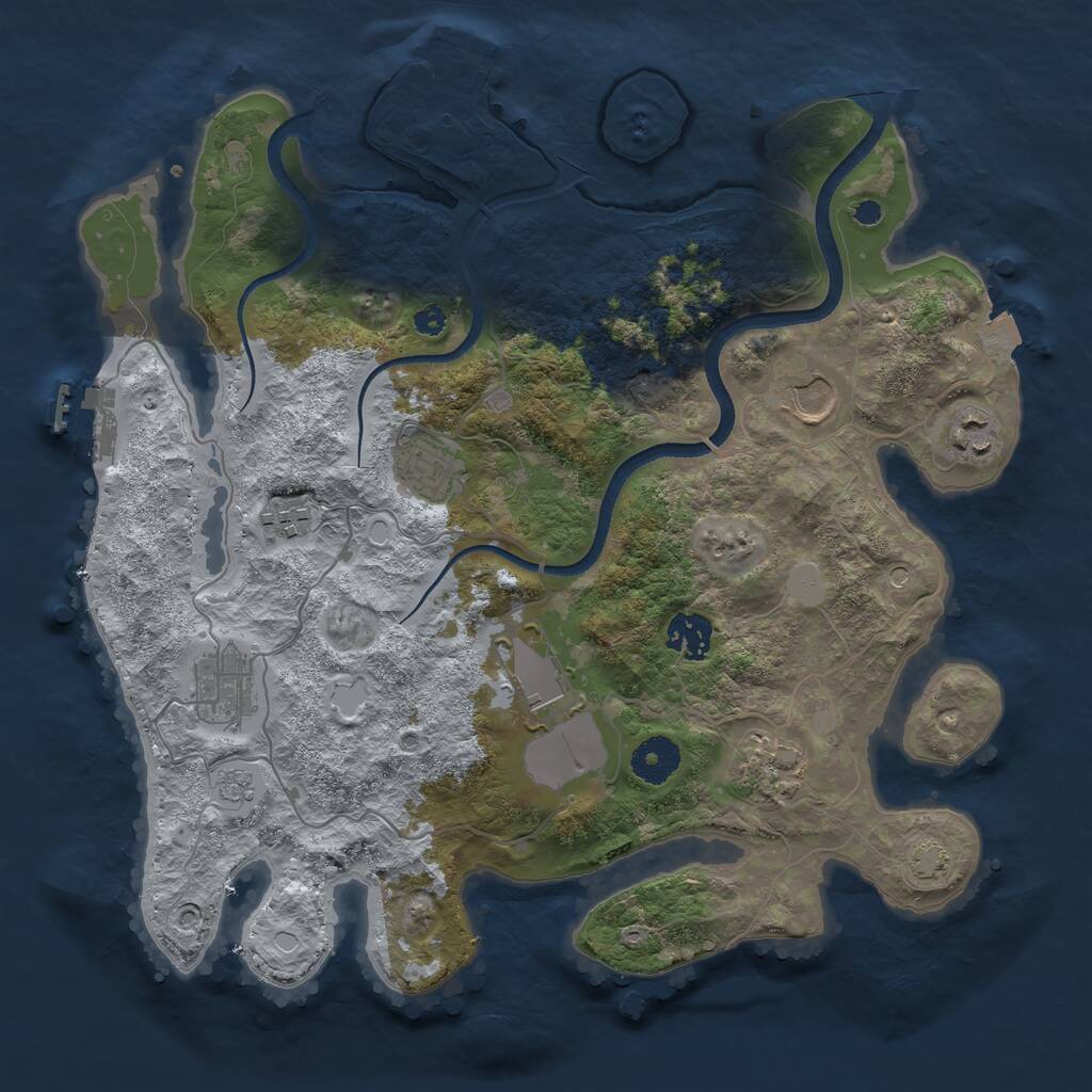 Rust Map: Procedural Map, Size: 3500, Seed: 2092282039, 14 Monuments