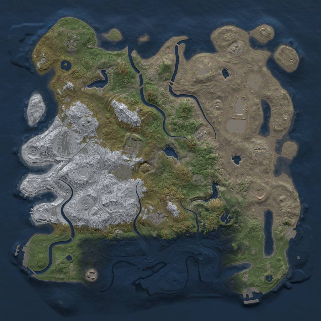 Rust Map: Procedural Map, Size: 4500, Seed: 1576785537, 17 Monuments