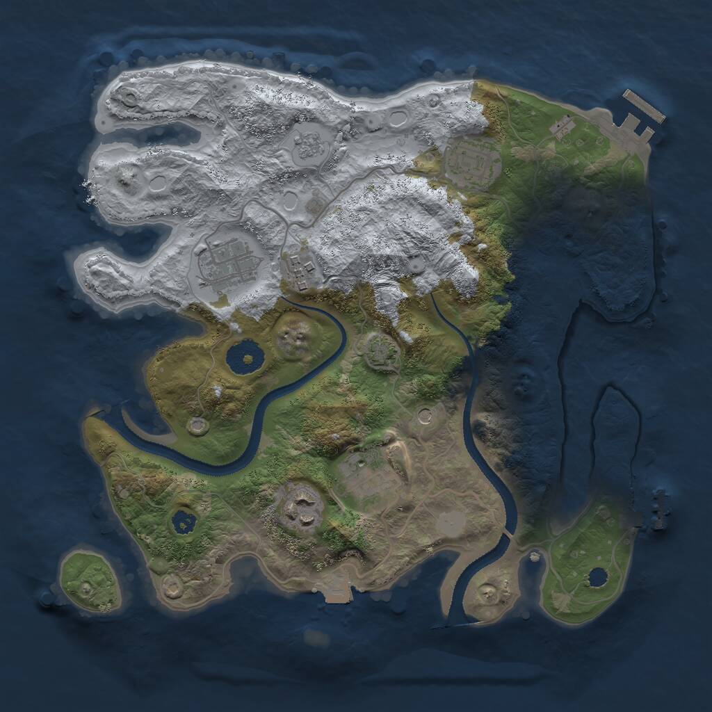 Rust Map: Procedural Map, Size: 3000, Seed: 77135, 11 Monuments